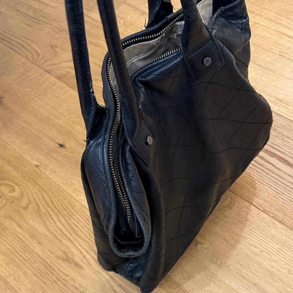 Tory Burch Quilted Black Leather Ella  Tote Bag - Picture 7 of 8